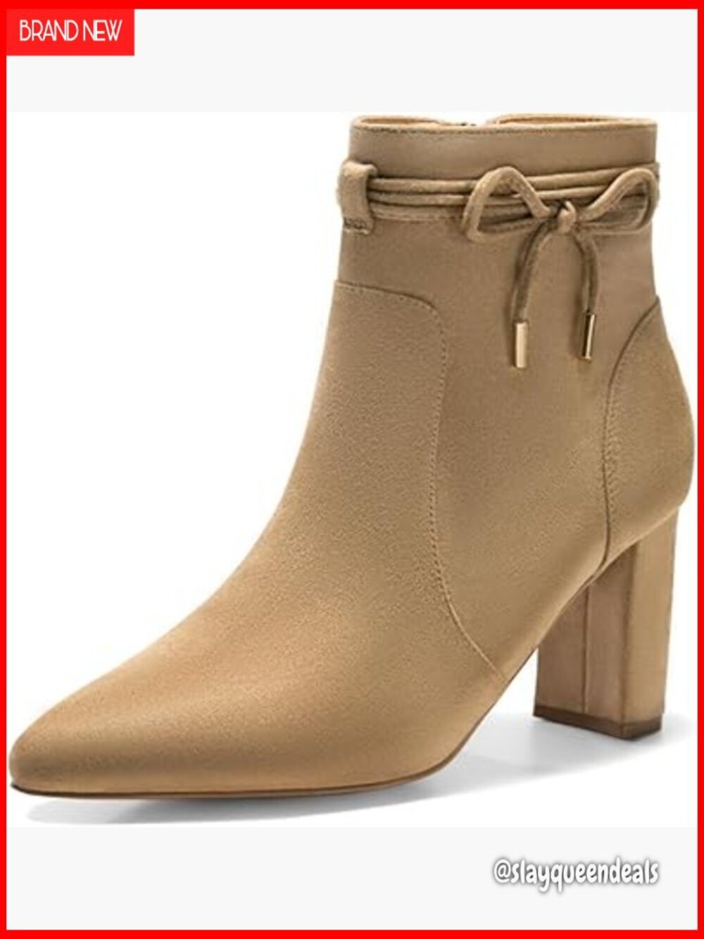 Pointed Toe Ankle Boots Chunky Block Heel Side Zip Dressy Booties